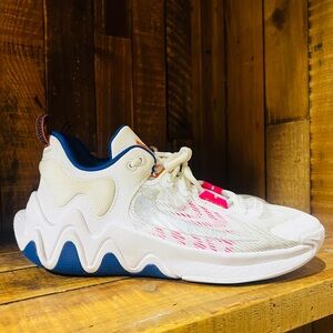 Nike Kids Sneakers White and Pink with Blue Accents